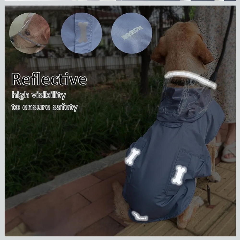 Puppy Dog Hooded Blue Gray Raincoat Xl Sized - Picture 3 of 9